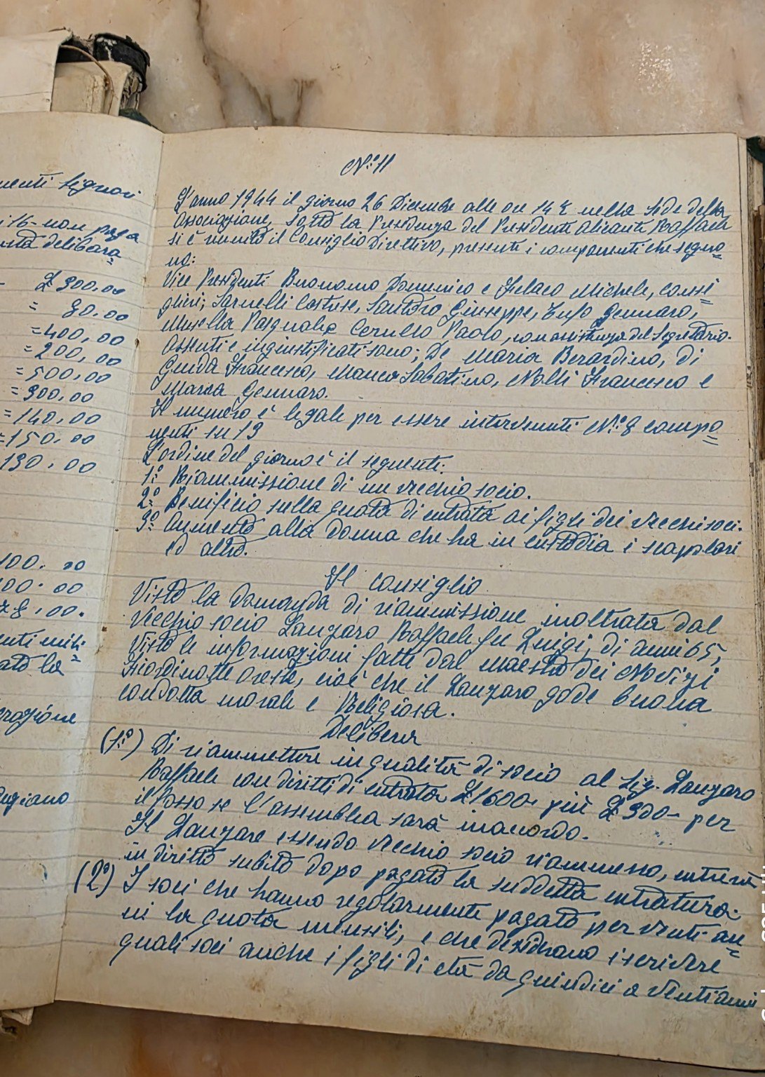 Registro manoscritto con verbale del 26 dicembre 1944